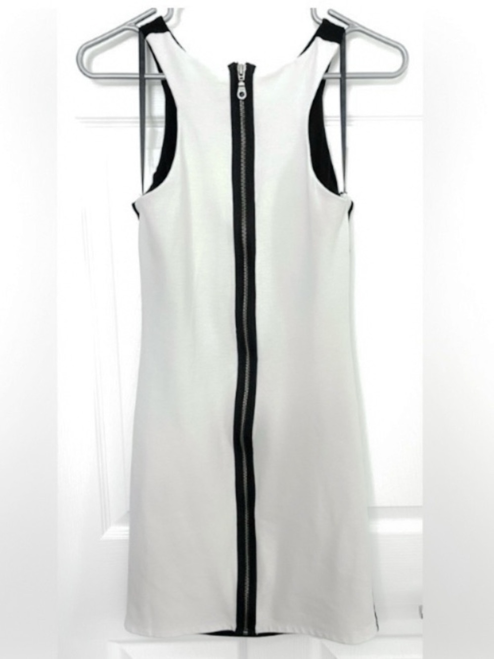 Black and White Racerback Bodycon Dress in Thick Stretchy Fabric - Picture 3 of 4